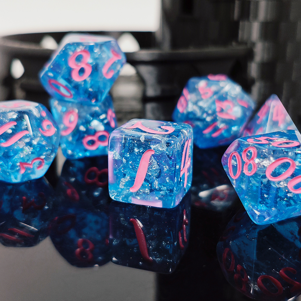 Kids Toys Entertainer - 7Pcs/set Blue Color Resin Dice Set