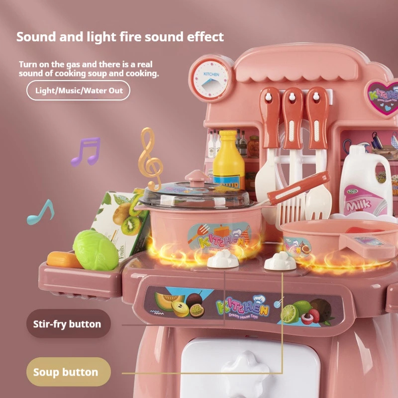 Kids Toys Kitchen Set - Simulated Kitchen Play Set with Lights