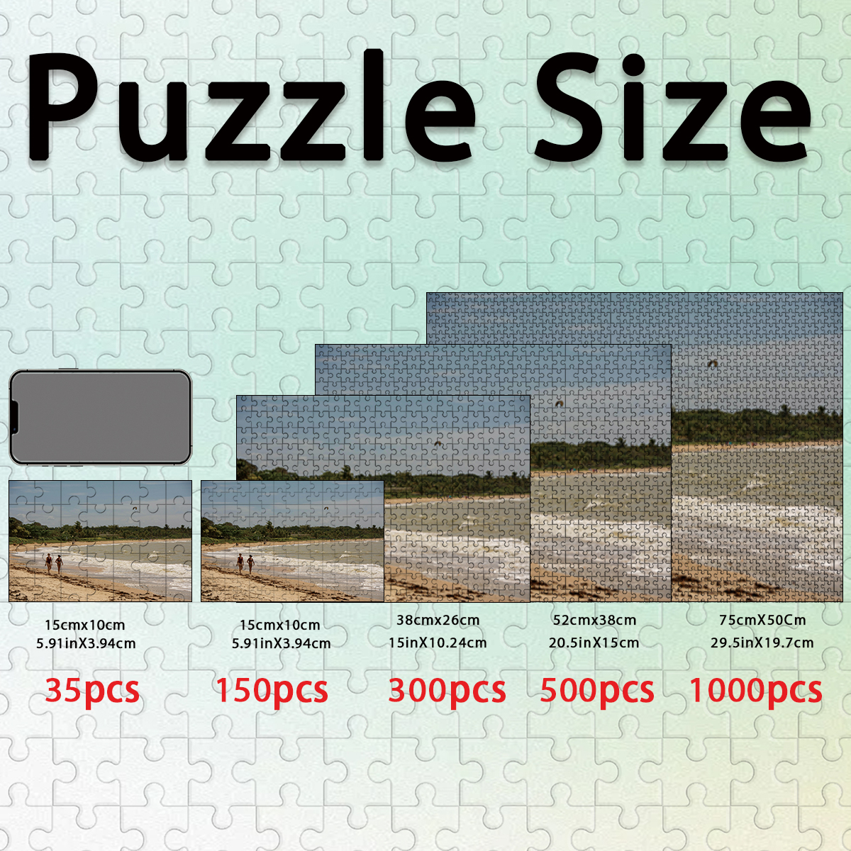 Kids Y Toys - 35/150/300/500pcs Beach kids Custom Photo Jigsaw
