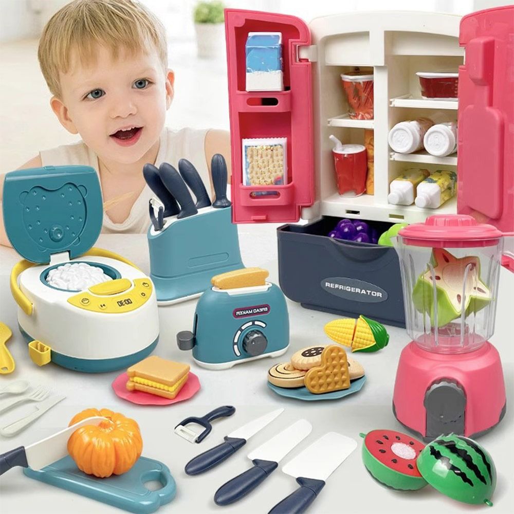 Kids Toys Kitchen Set - Funny Multicolor Cooking Playset Plastic Microwave