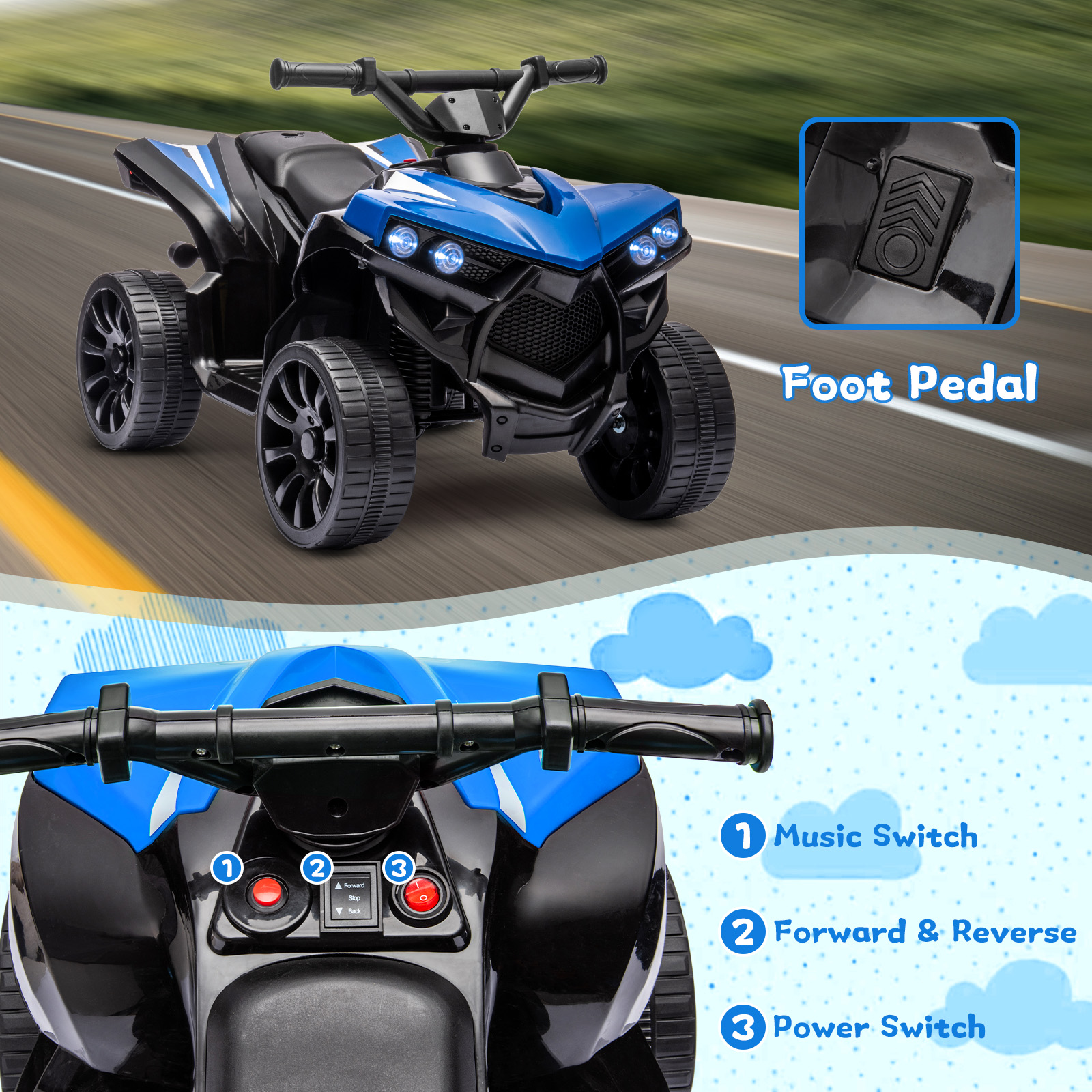 6V Ride On Toys 4-Wheeler Quad - Kids Toys Quad 评论和价格