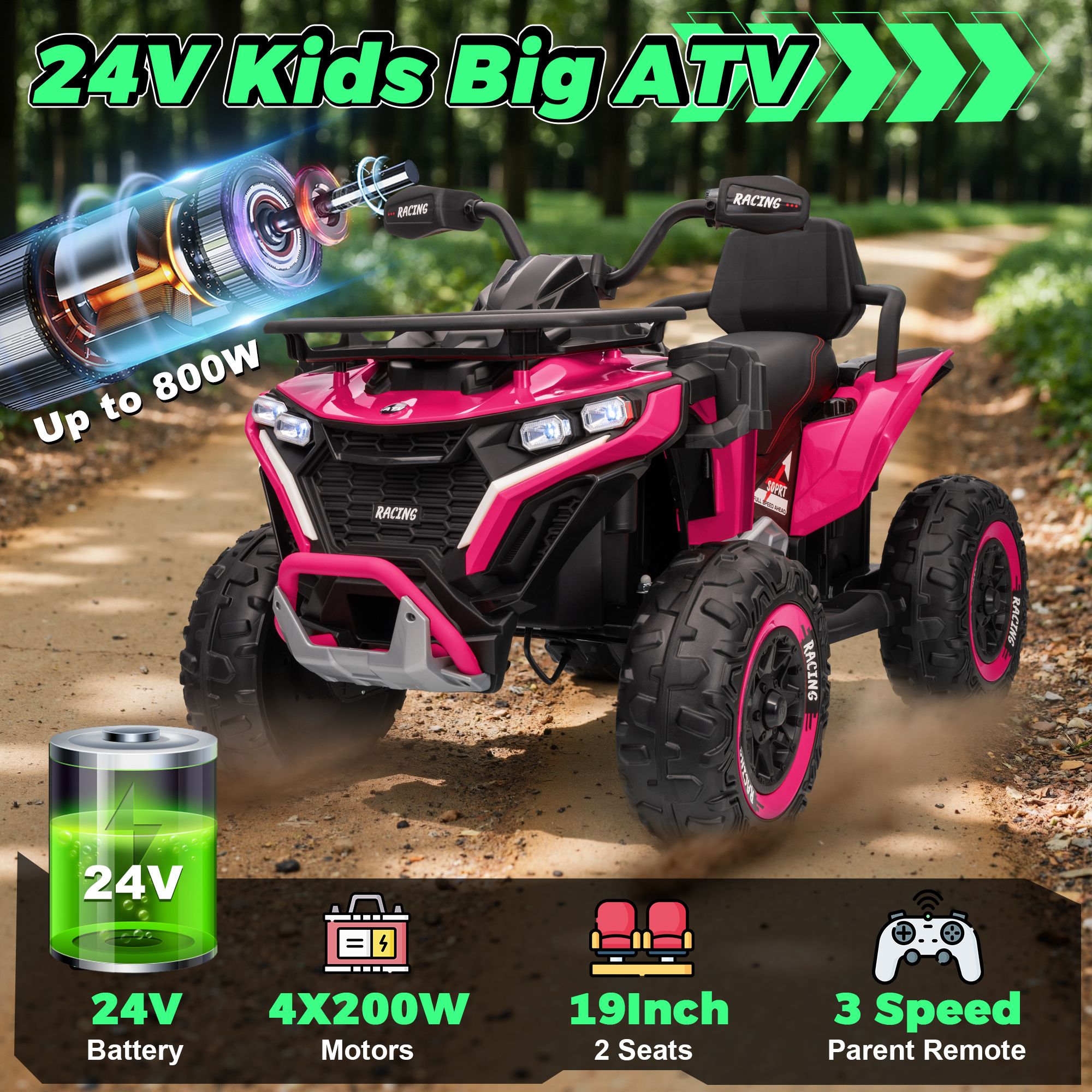 24V Ride on Car, Kids ATV XL F - Kids Toys Quad 评论和价格