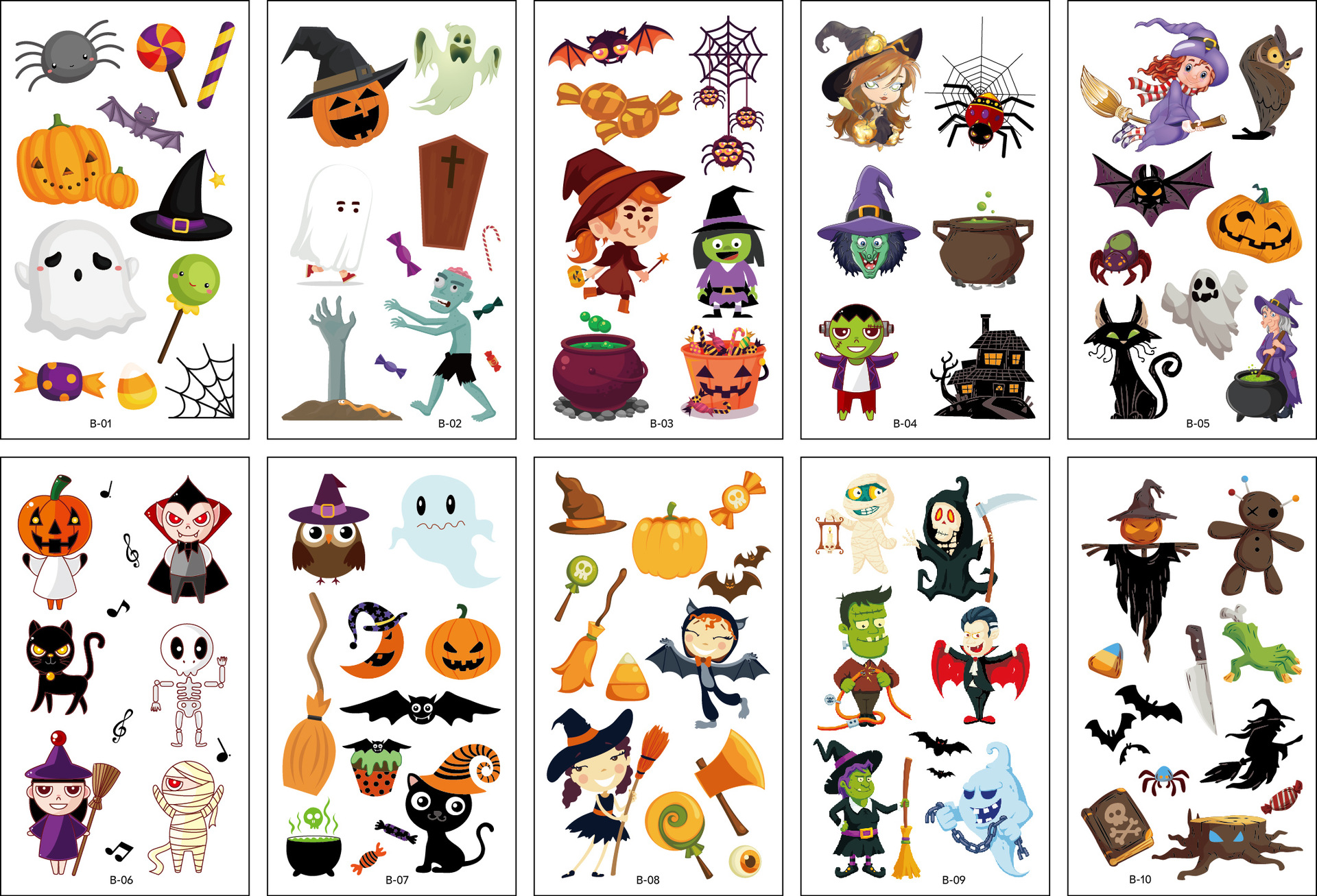 10 Sheets Halloween Pumpkins Z - Kids Zombie Toys 评论和价格