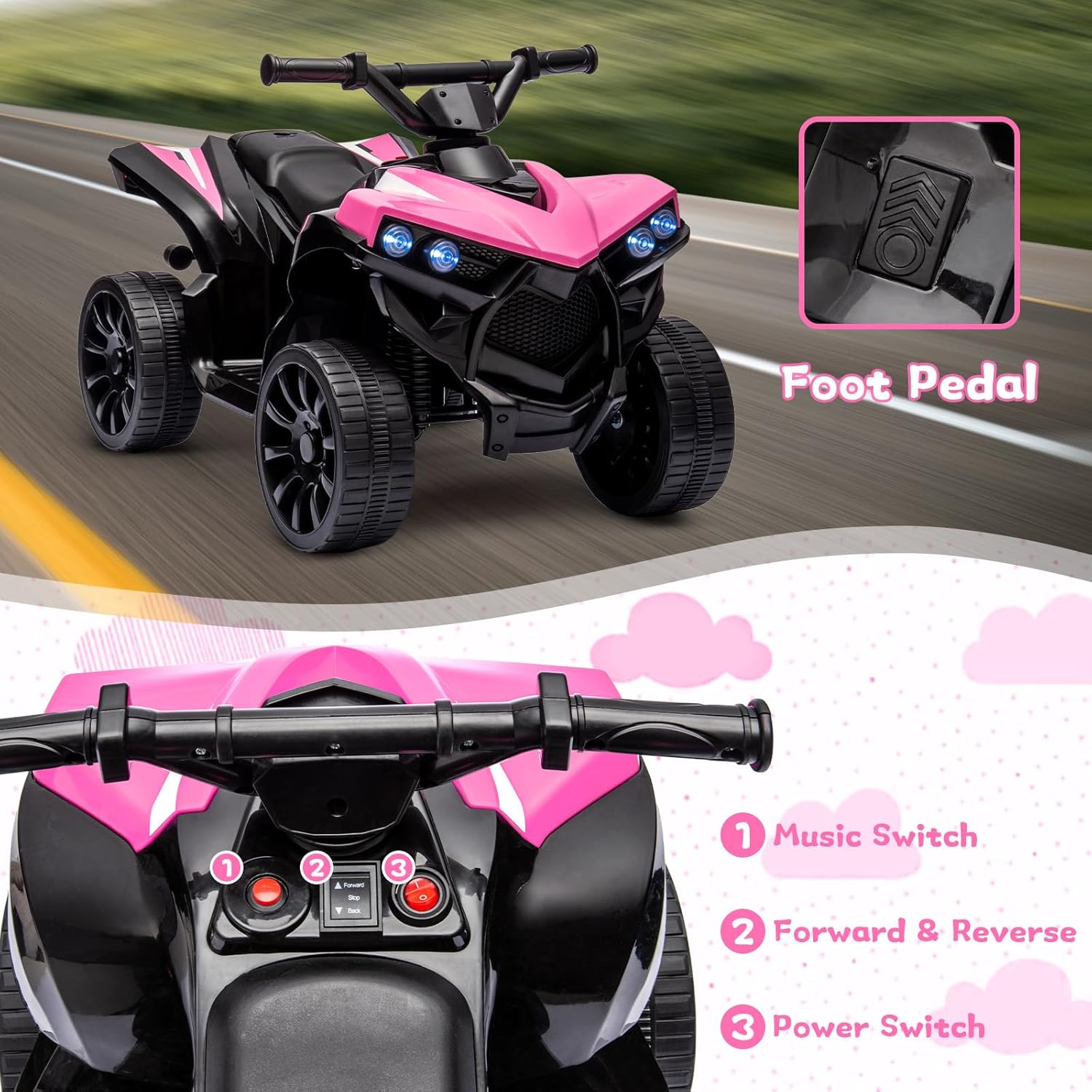 6V Battery Powered Kids Electr - Kids Toys Quad 评论和价格